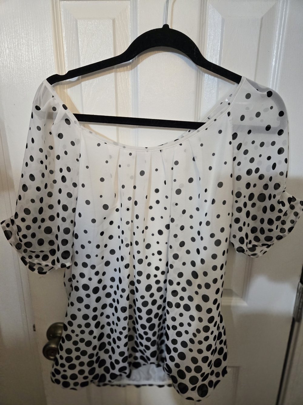 Sara Michelle White Blouse with Black Polka Dots